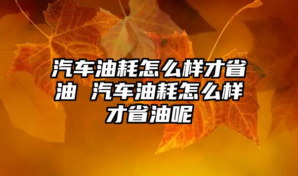 汽車(chē)油耗怎么樣才省油 汽車(chē)油耗怎么樣才省油呢