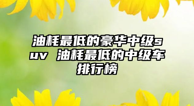 油耗最低的豪華中級(jí)suv 油耗最低的中級(jí)車(chē)排行榜