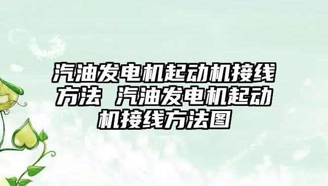 汽油發(fā)電機起動機接線方法 汽油發(fā)電機起動機接線方法圖